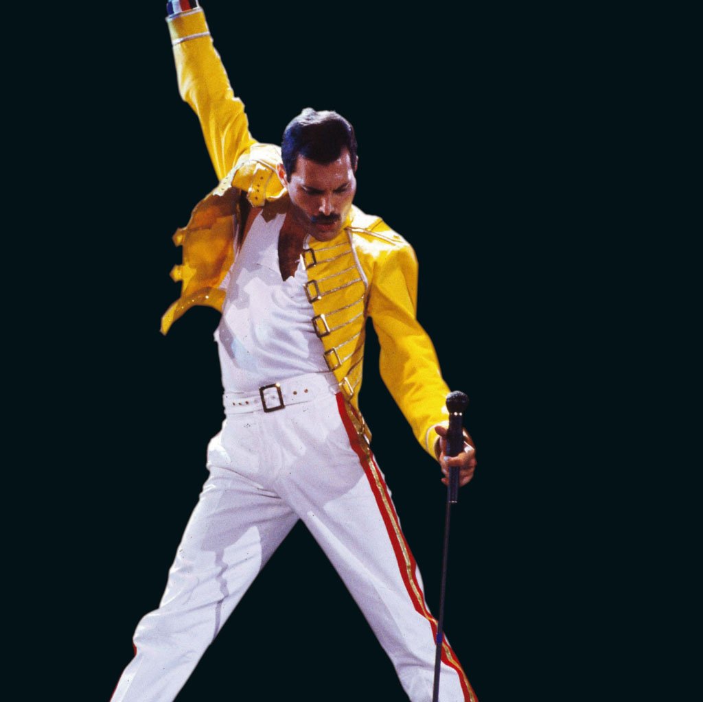 Photo of Freddie Mercury in his signature pose